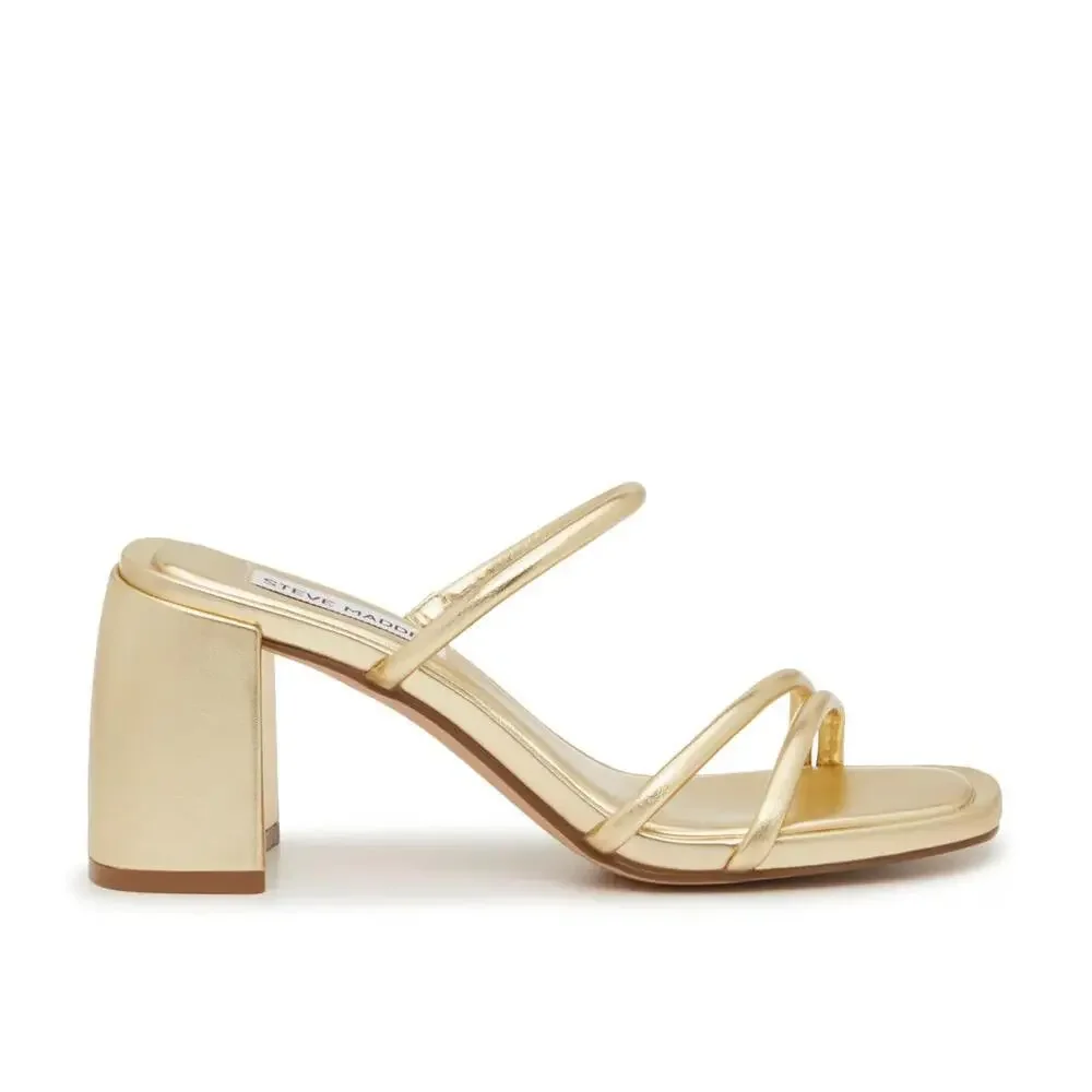 Steve Madden Gemeni Dress Sandals Women's US 6.5 Gold Metallic Slip-On GAL1250